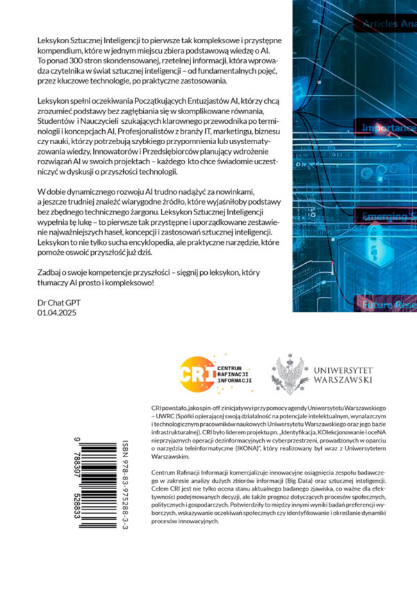 Leksykon. Sztuczna inteligencja. Pojęcia, technologie, zastosowania. A. Żołnierski, W. Cetera. ISBN 978-83-975288-3-3 - obrazek 2